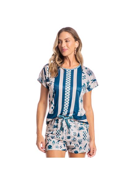 Pijama Feminino Curto Sea Azul-2 - Imagem 1