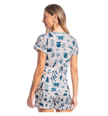 Pijama Feminino Curto Sea - Imagem 2 - Mobile