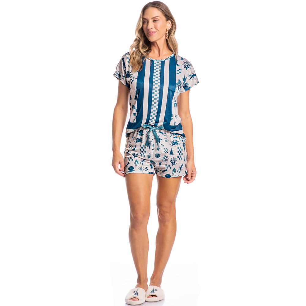 Pijama Feminino Curto Sea - Imagem 3 - Mobile