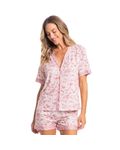 Pijama-Curto-Abotoado-Leila-Floral-Rosa