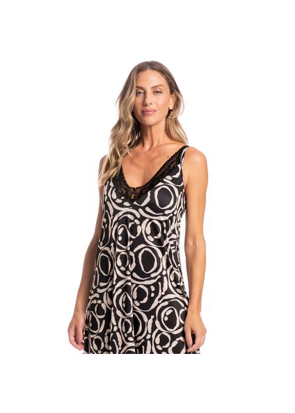 Camisola Midi Com Renda Mari Heloisa Preto - Imagem 1
