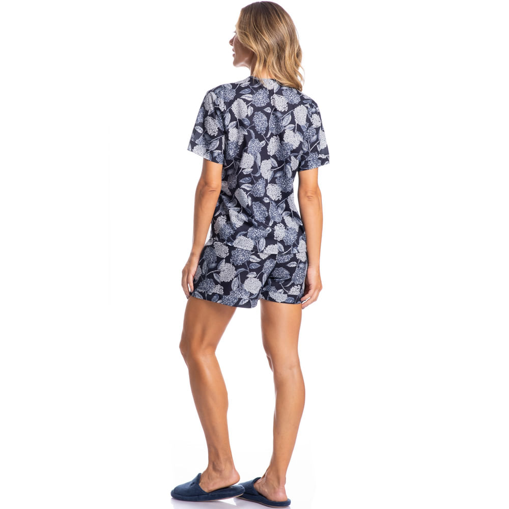 Pijama Feminino Curto Abotoado Liberty - Imagem 4 - Mobile