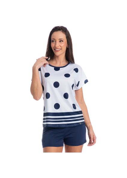 Pijama Feminino Curto Rosane Azul-marinho - Imagem 1
