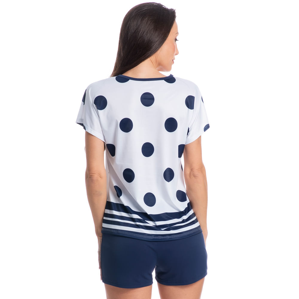 Pijama Feminino Curto Rosane Azul-marinho - Imagem 2
