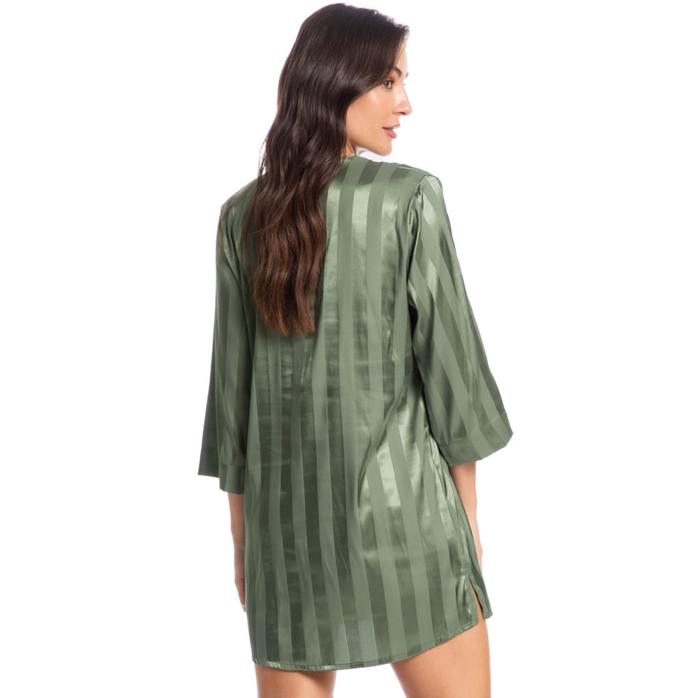 Camisão Feminino Curto Abotoado Em Cetim Lia Verde - Imagem 2