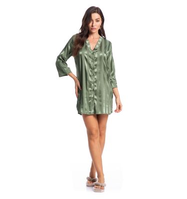 Camisão Feminino Curto Abotoado Em Cetim Lia - Imagem 3 - Mobile