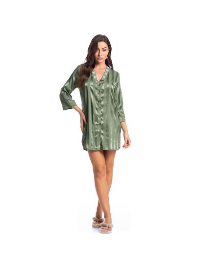 Camisão Feminino Curto Abotoado Em Cetim Lia - Imagem 3 - Desktop