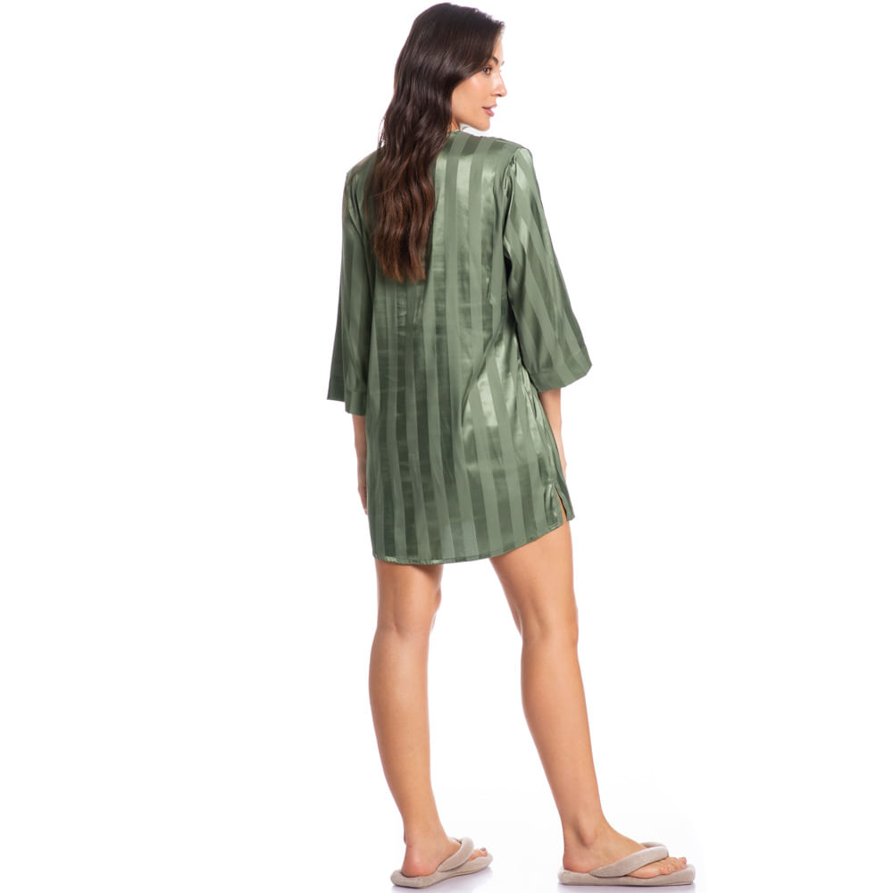 Camisão Feminino Curto Abotoado Em Cetim Lia - Imagem 4 - Mobile