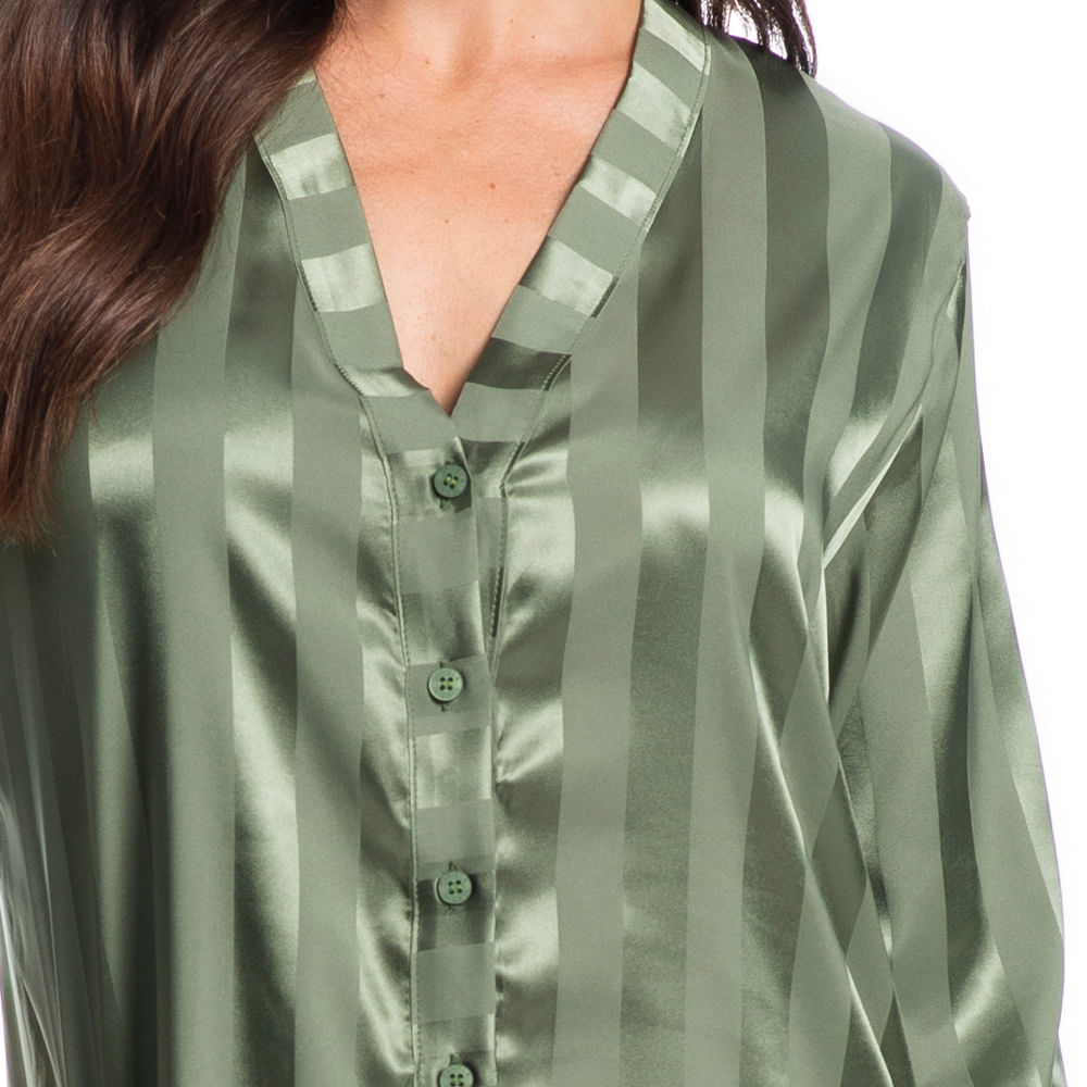 Camisão Feminino Curto Abotoado Em Cetim Lia - Imagem 5 - Mobile