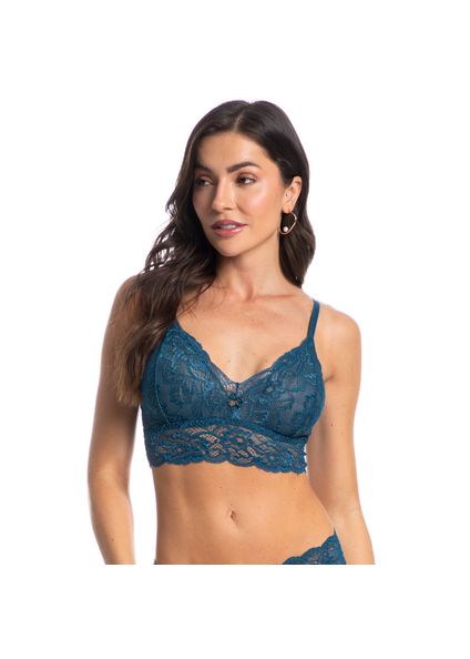 Top Em Renda Manu Colors Azul-marinho - Imagem 1