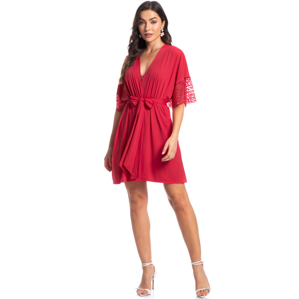 Robe Feminino Curto Com Renda Manu Colors - Imagem 3 - Mobile