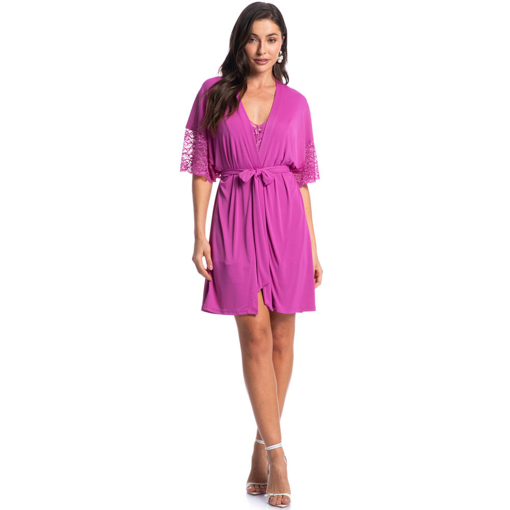 Robe Feminino Curto Com Renda Manu Colors - Imagem 3 - Mobile