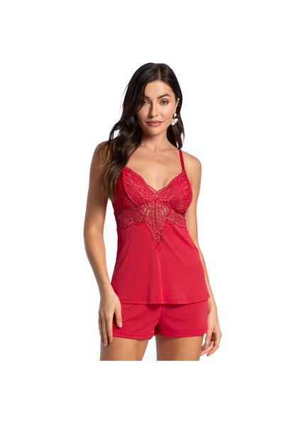 Short Doll Com Renda Manu Colors Vermelho - Imagem 1