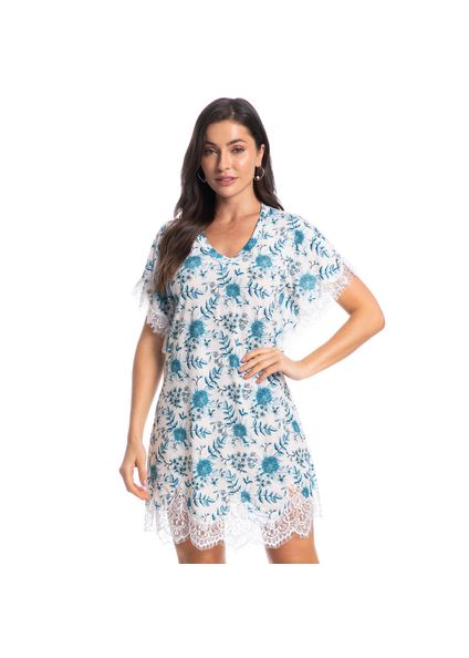 Camisão Curto Com Renda Dora Azul-2 - Imagem 1