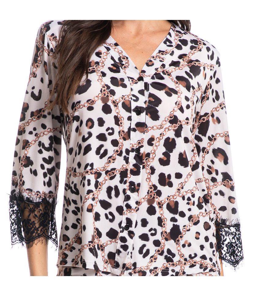 Pijama Feminino Curto Abotoado Carla - Imagem 5 - Desktop