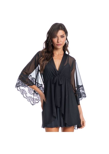 Robe Curto Em Tule Naomi Preto - Imagem 1
