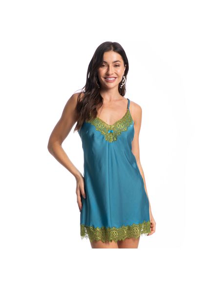 Camisola Curta Com Renda Bianca Azul-2 - Imagem 1