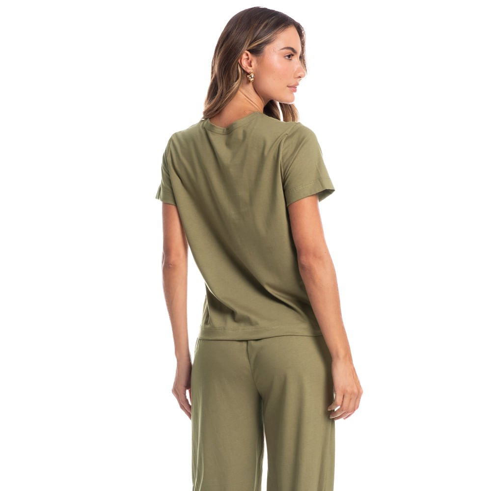 Pijama Feminino Longo Manga Curta Duda Bege - Imagem 2
