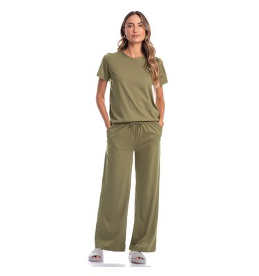 Pijama Feminino Longo Manga Curta Duda - Imagem 3 - Mobile