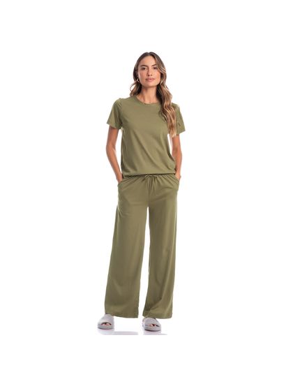 Pijama Feminino Longo Manga Curta Duda - Imagem 3 - Desktop