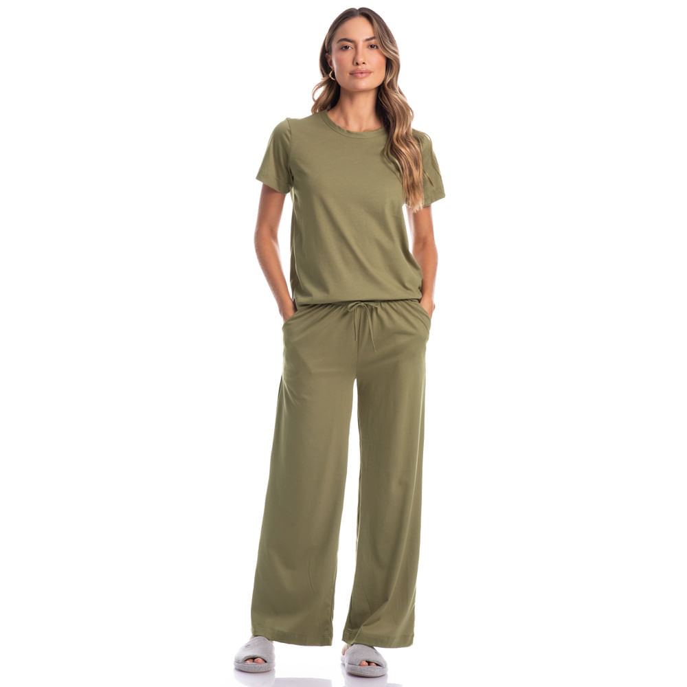 Pijama Feminino Longo Manga Curta Duda - Imagem 3 - Mobile