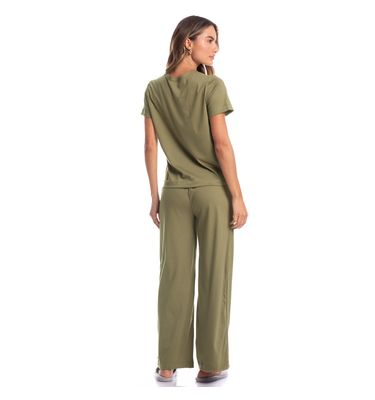 Pijama Feminino Longo Manga Curta Duda - Imagem 4 - Mobile