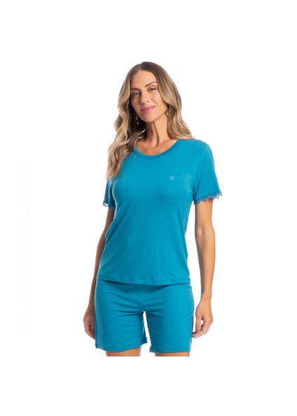 Pijama Feminino Shortão Maria Azul-2 - Imagem 1