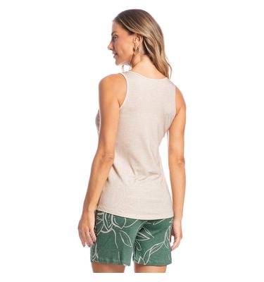 Pijama Shortão Regata Maiara Floral Verde - Imagem 2 - Mobile