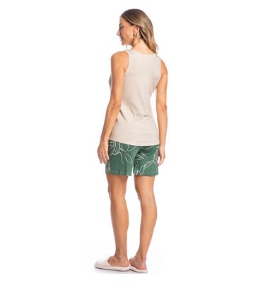 Pijama Shortão Regata Maiara Floral Verde - Imagem 4 - Mobile