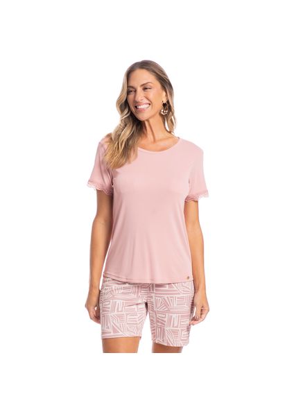 Pijama Feminino Shortão Catarina Rosa-3 - Imagem 1