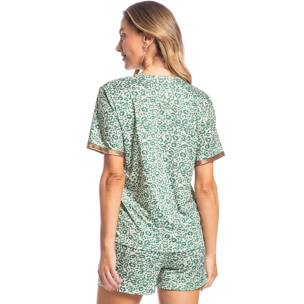 Pijama Feminino Curto Abotoado Natasha Verde - Imagem 2