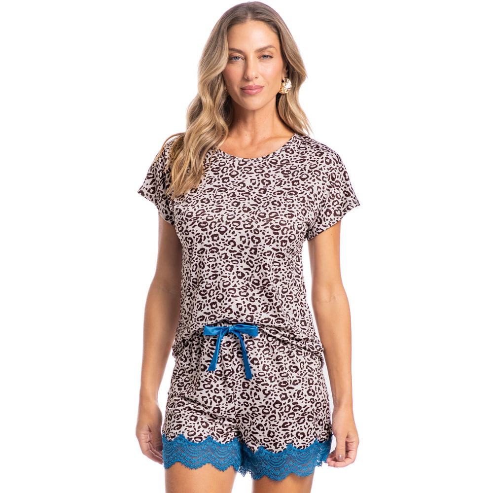 Pijama Feminino Curto Natasha Azul-2 - Imagem 1
