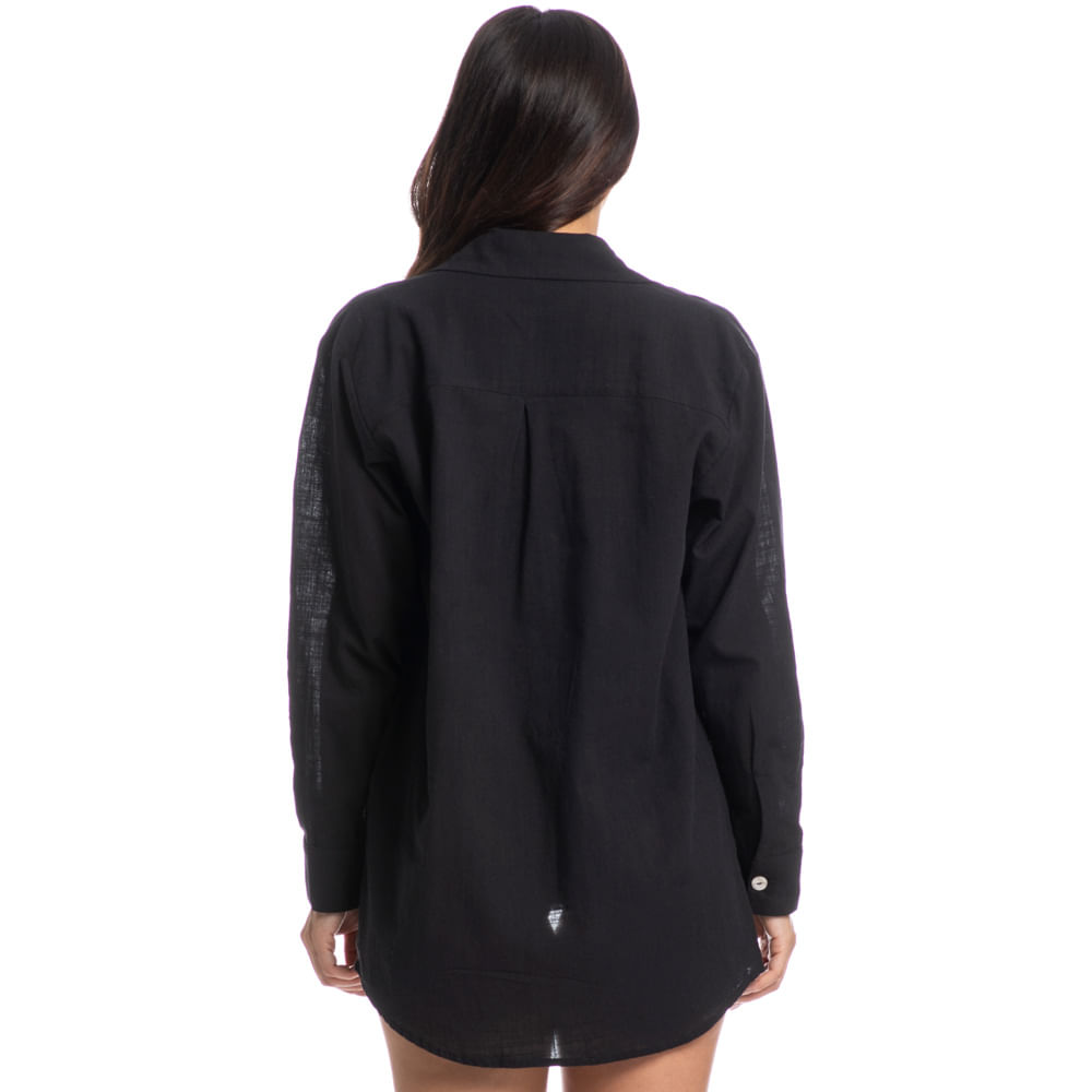 Camisa Feminina Maragogi Elis Linho Preto - Imagem 2