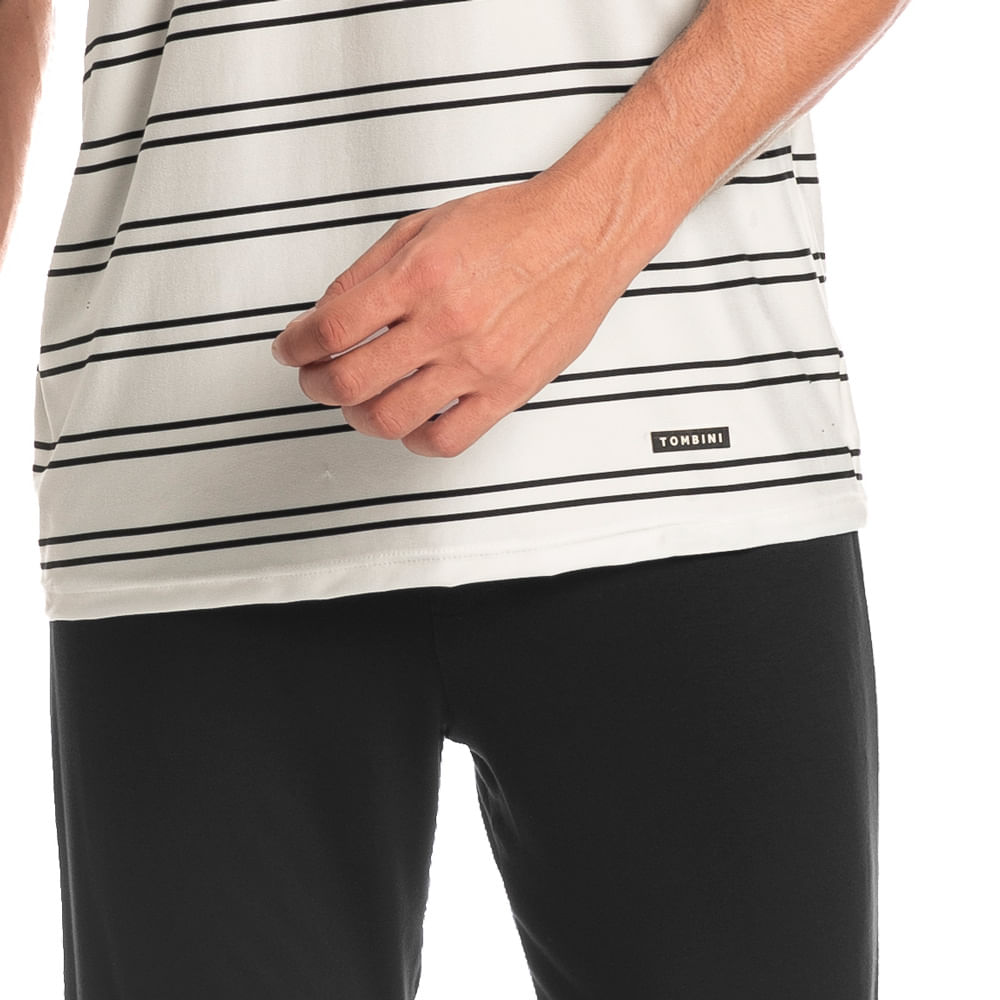 Pijama Masculino Longo Manga Curta Listrado José Tombini - Imagem 5 - Mobile