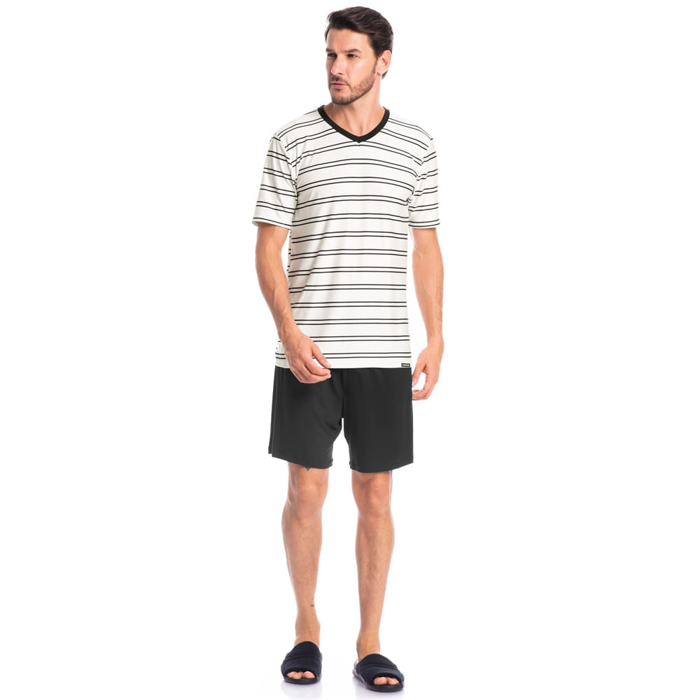 Pijama Masculino Curto Listrado José Tombini - Imagem 3 - Mobile
