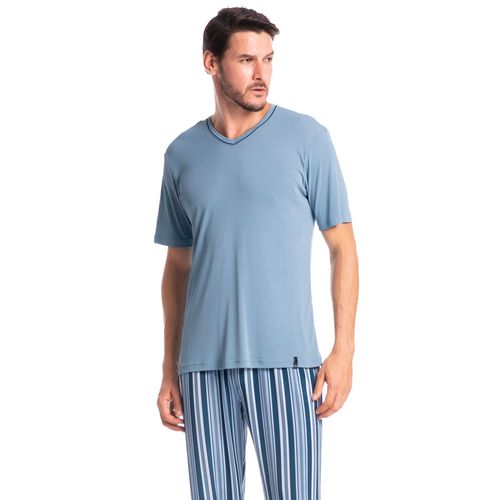 Pijama-Masculino-Longo-Manga-Curta-Estampado-Clovis-Tombini-