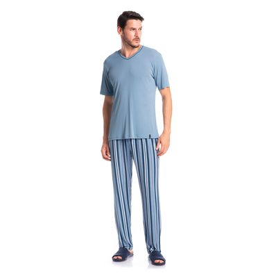 Pijama Masculino Longo Manga Curta Estampado Clóvis Tombini - Imagem 3 - Mobile
