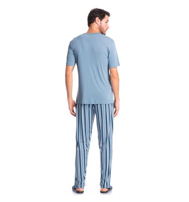 Pijama Masculino Longo Manga Curta Estampado Clóvis Tombini - Imagem 4 - Mobile