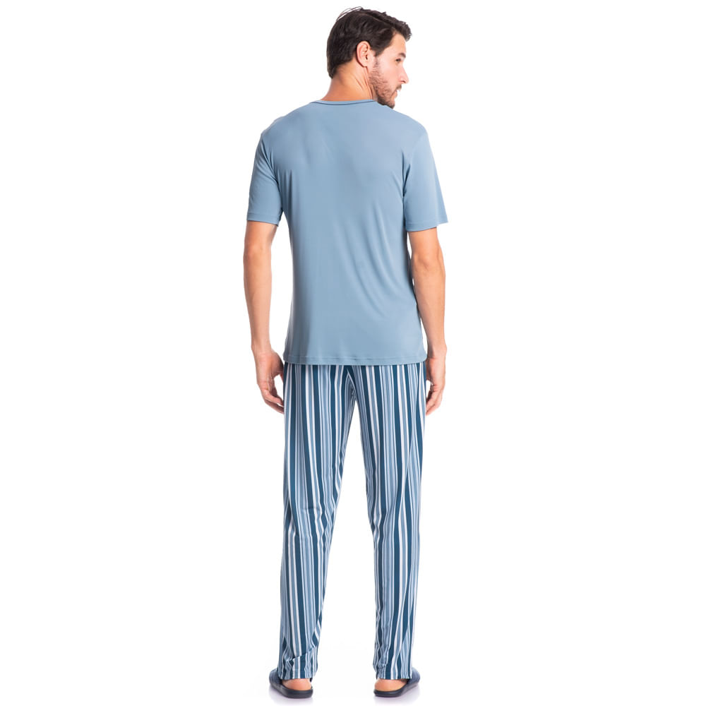 Pijama Masculino Longo Manga Curta Estampado Clóvis Tombini - Imagem 4 - Mobile