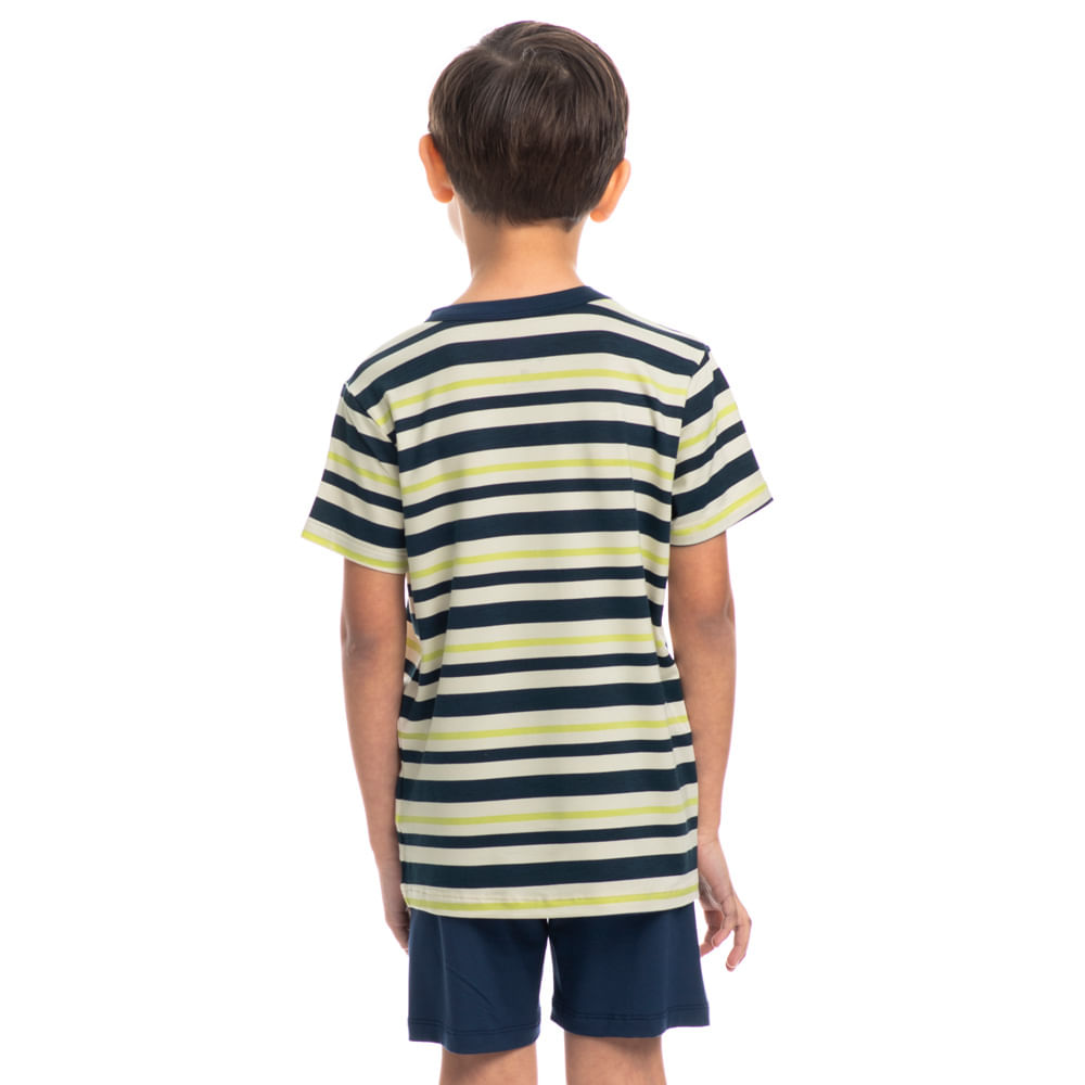 Pijama Masculino Curto Infantil Stripes Tombini - Imagem 2 - Mobile