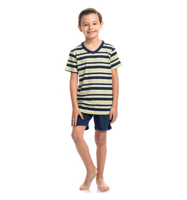 Pijama Masculino Curto Infantil Stripes Tombini - Imagem 3 - Mobile