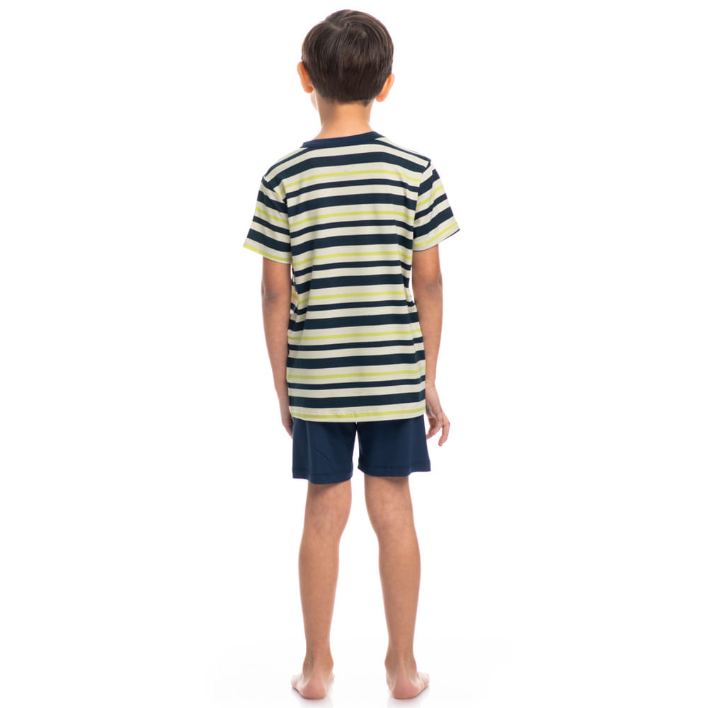 Pijama Masculino Curto Infantil Stripes Tombini - Imagem 4 - Mobile