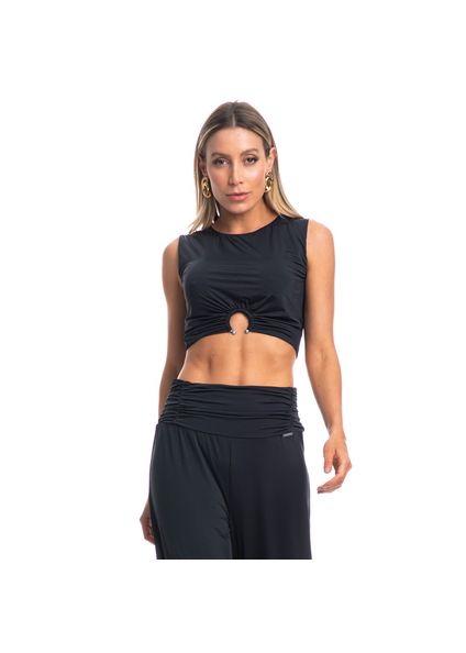 Blusa Feminina Com Argola Malta Preto - Imagem 1
