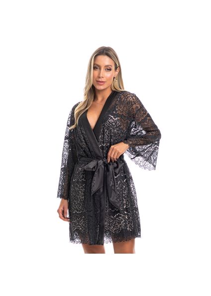 Robe Feminino Curto Hortência Preto - Imagem 1