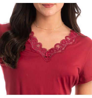 Pijama Feminino Curto Com Renda Mia - Imagem 5 - Mobile