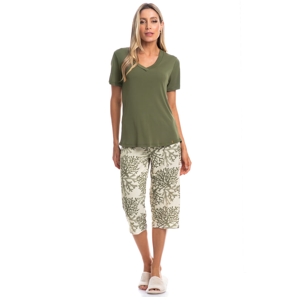 Pijama Feminino Pescador Ana Corais - Imagem 3 - Mobile