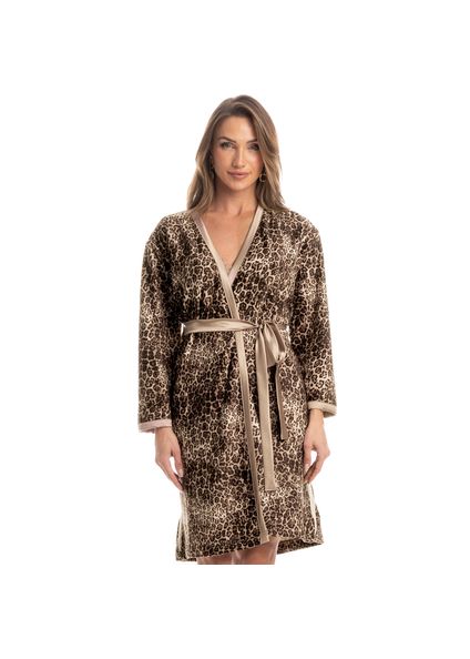 Robe Feminino Leopardo Marrom - Imagem 1