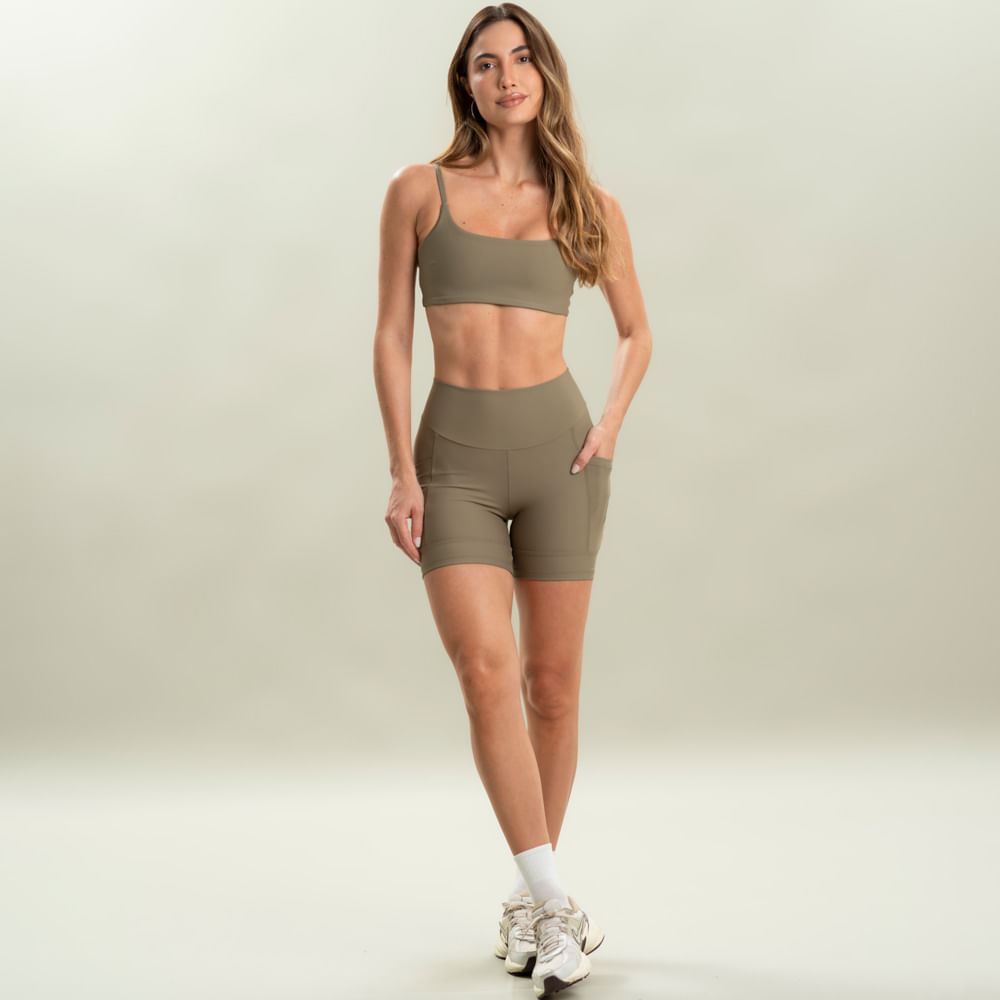 Shorts Médio Comfort Shape Com 2 Bolsos Olive Vivame
