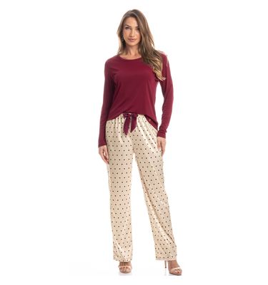 Pijama Feminino Longo Ameixa - Imagem 3 - Mobile