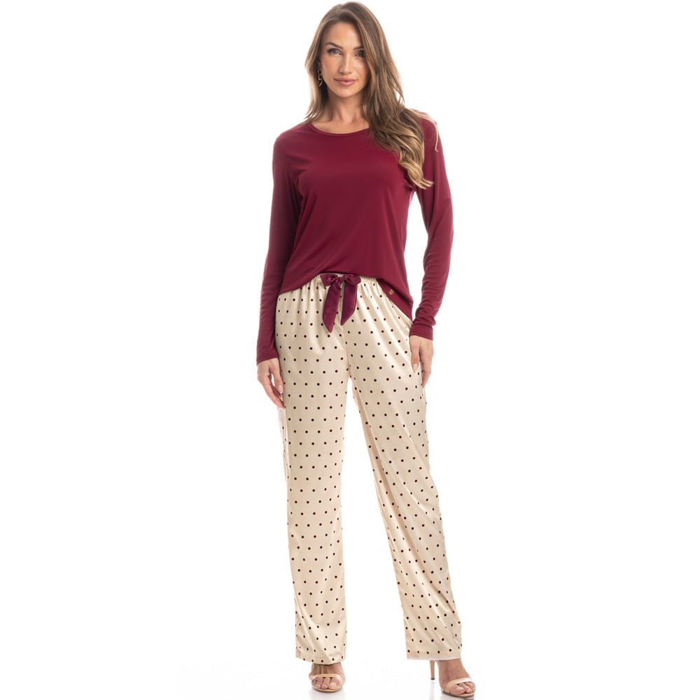 Pijama Feminino Longo Ameixa - Imagem 3 - Mobile